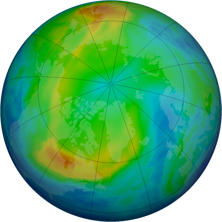 Arctic ozone map for 23 December 1992